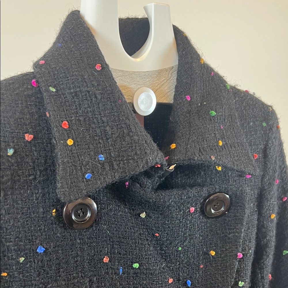 Muse by Christian Chenail Black Double-Breasted tweed rainbow popcorn blazer